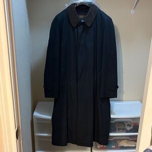 Bugatti Black Trench Coat with Brown Contrast Collar